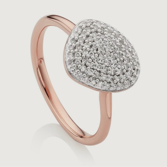 Monica Vinader NWOT Nura Pebble Stacking Diamond Ring - Picture 1 of 6